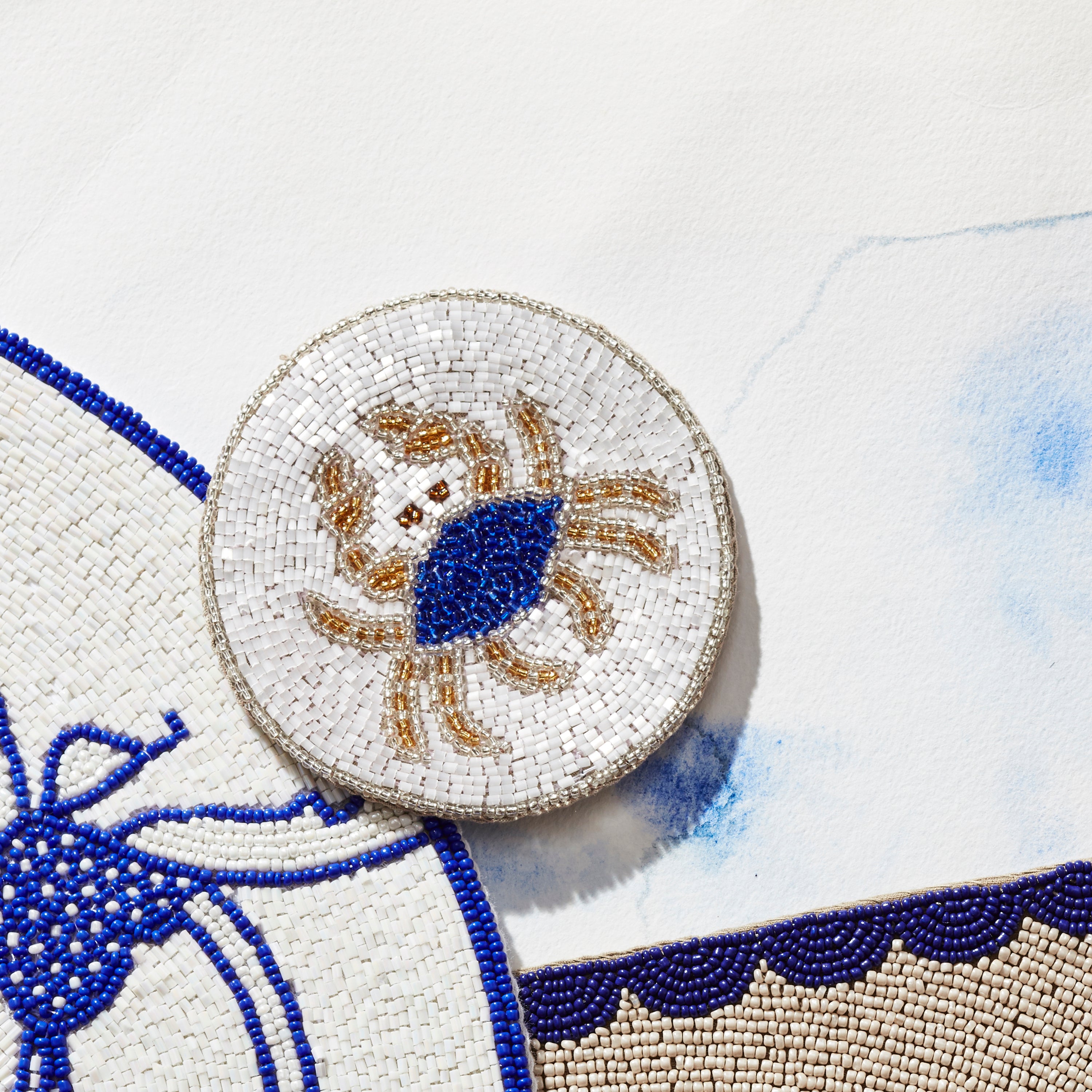 Untersetzer Krabbe handbestickt mit Glasperlen