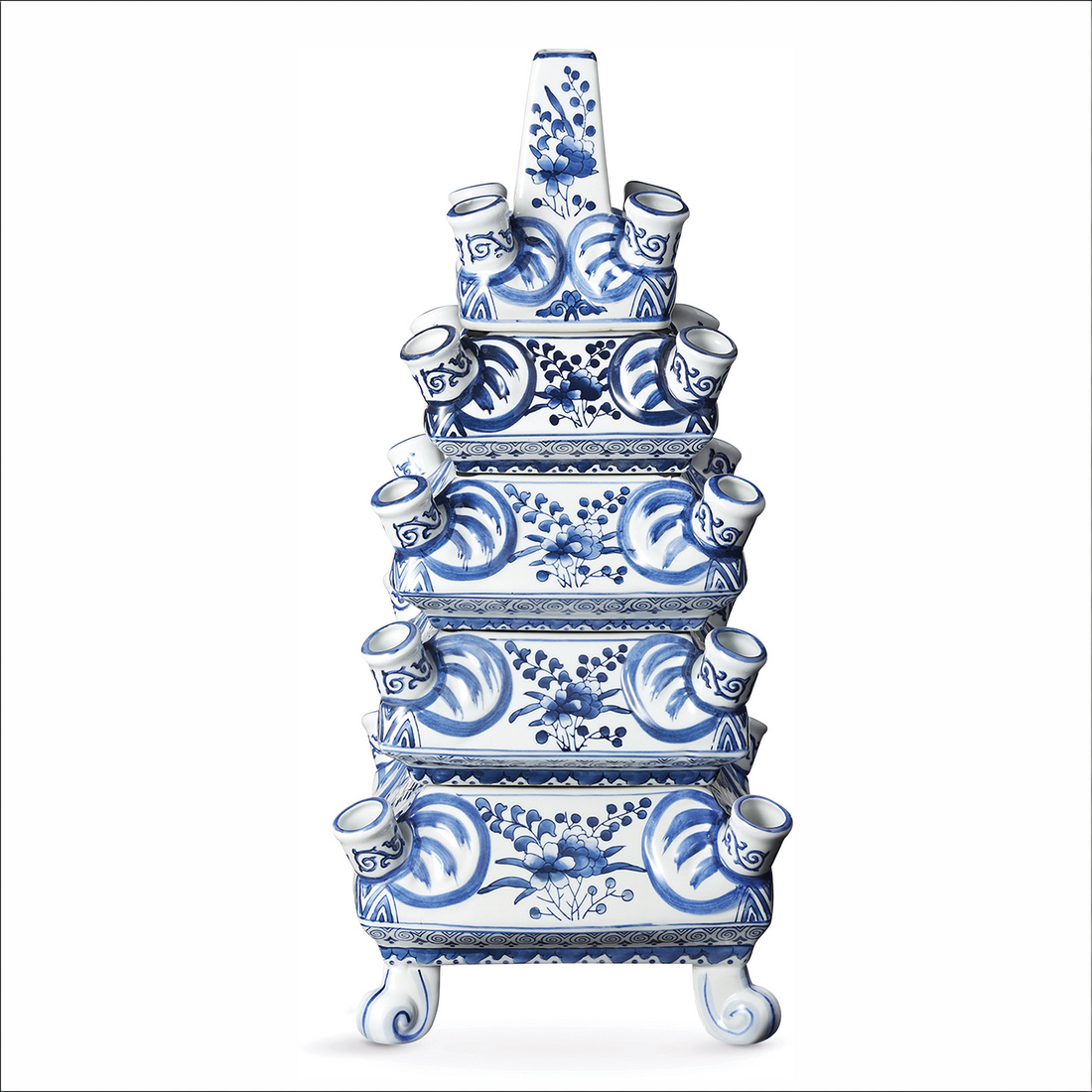Vase Layer Blue – Handbemalte Designvase aus Porzellan von &k Amsterdam