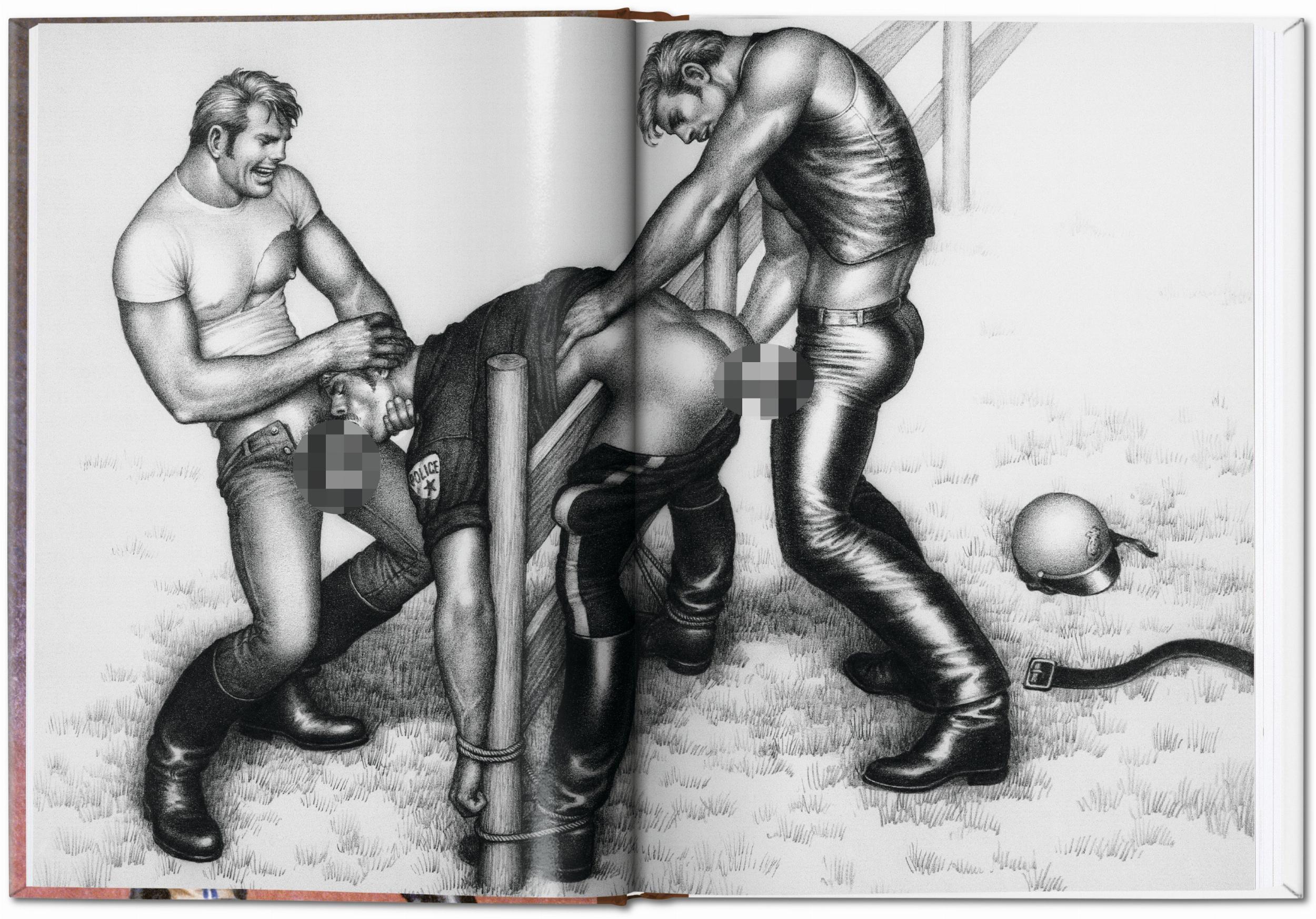 Vintage Polizeimänner Zeichnung im Stil von Tom of Finland