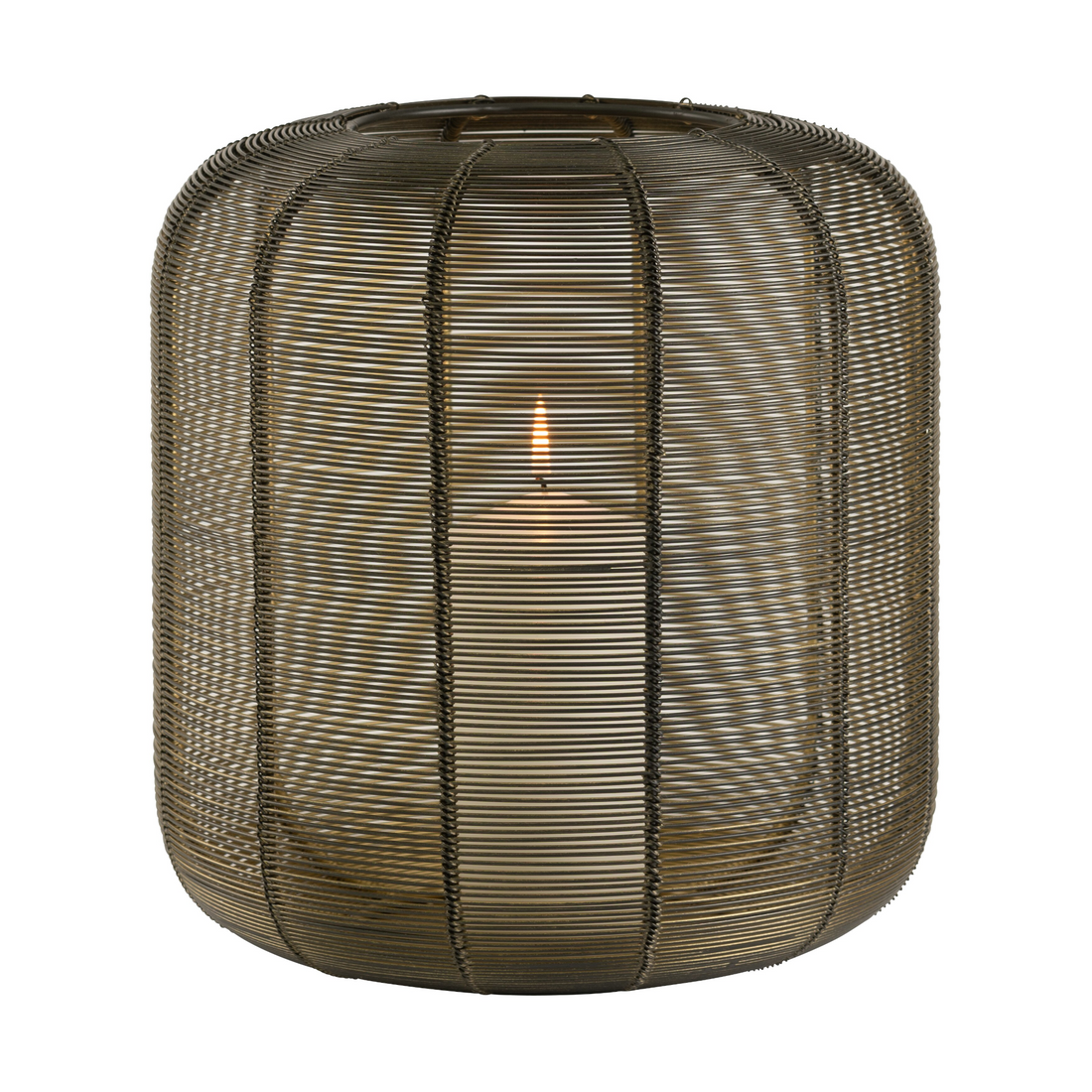 Modernes Windlicht aus Eisen in Schwarz/Gold