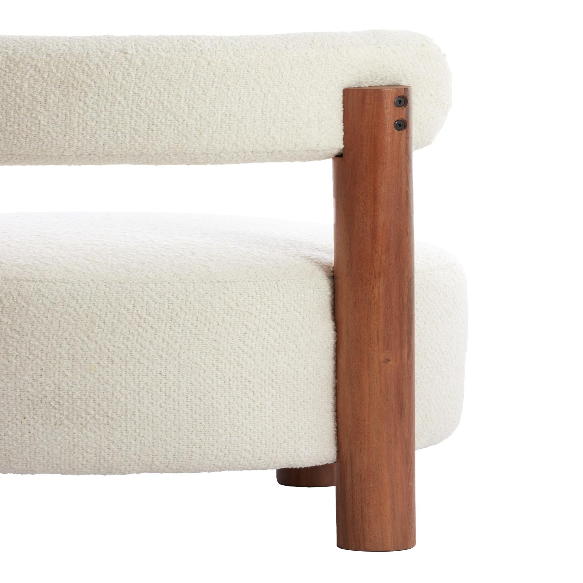 Light & Living Sessel FERENTINO – Edles Akazienholz und Bouclé-Stoff
