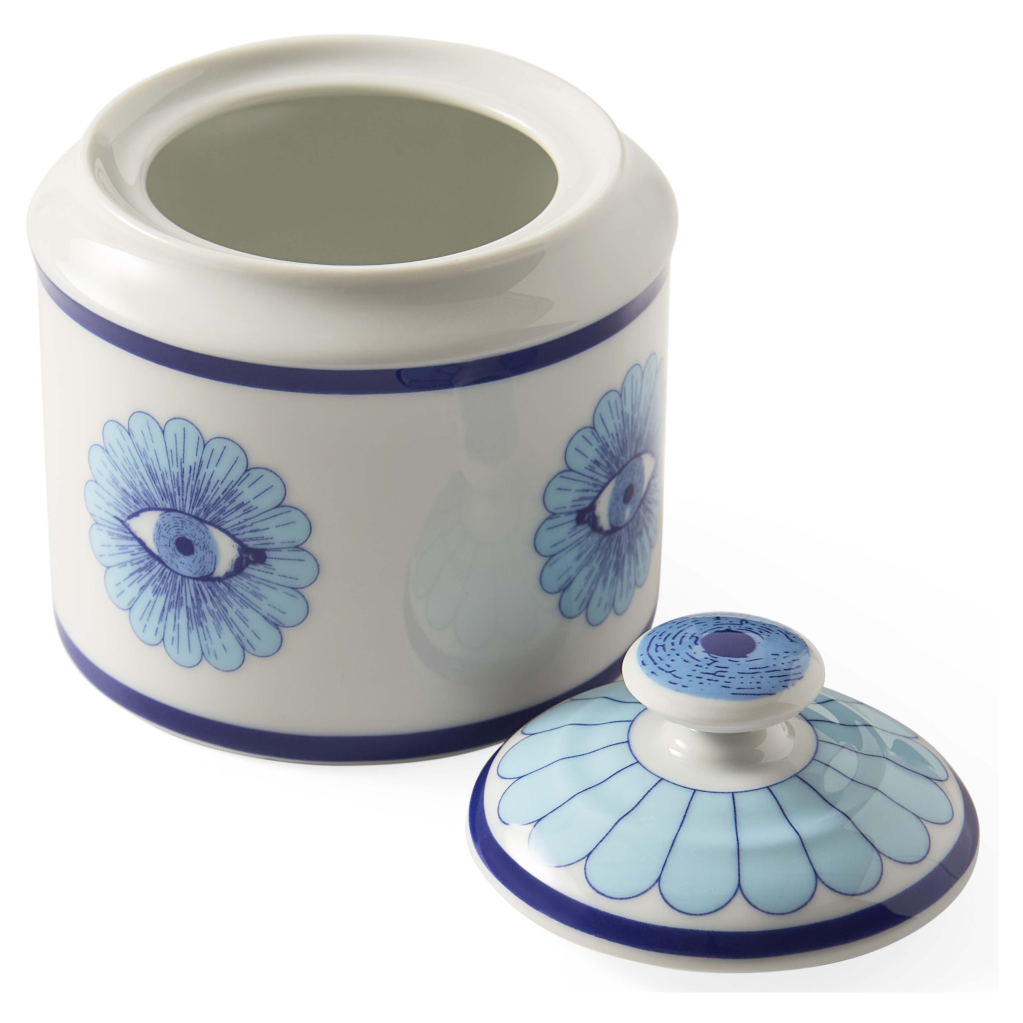 Edle Zuckeraufbewahrung im surrealistischen Stil mit Delfter Blau