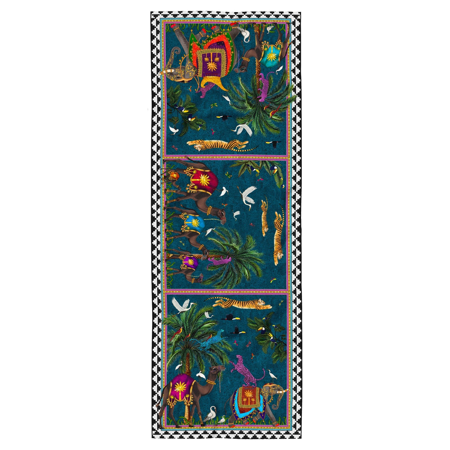 Seidenschal Flying Tiger Petrolio 200x70cm als Luxusaccessoire