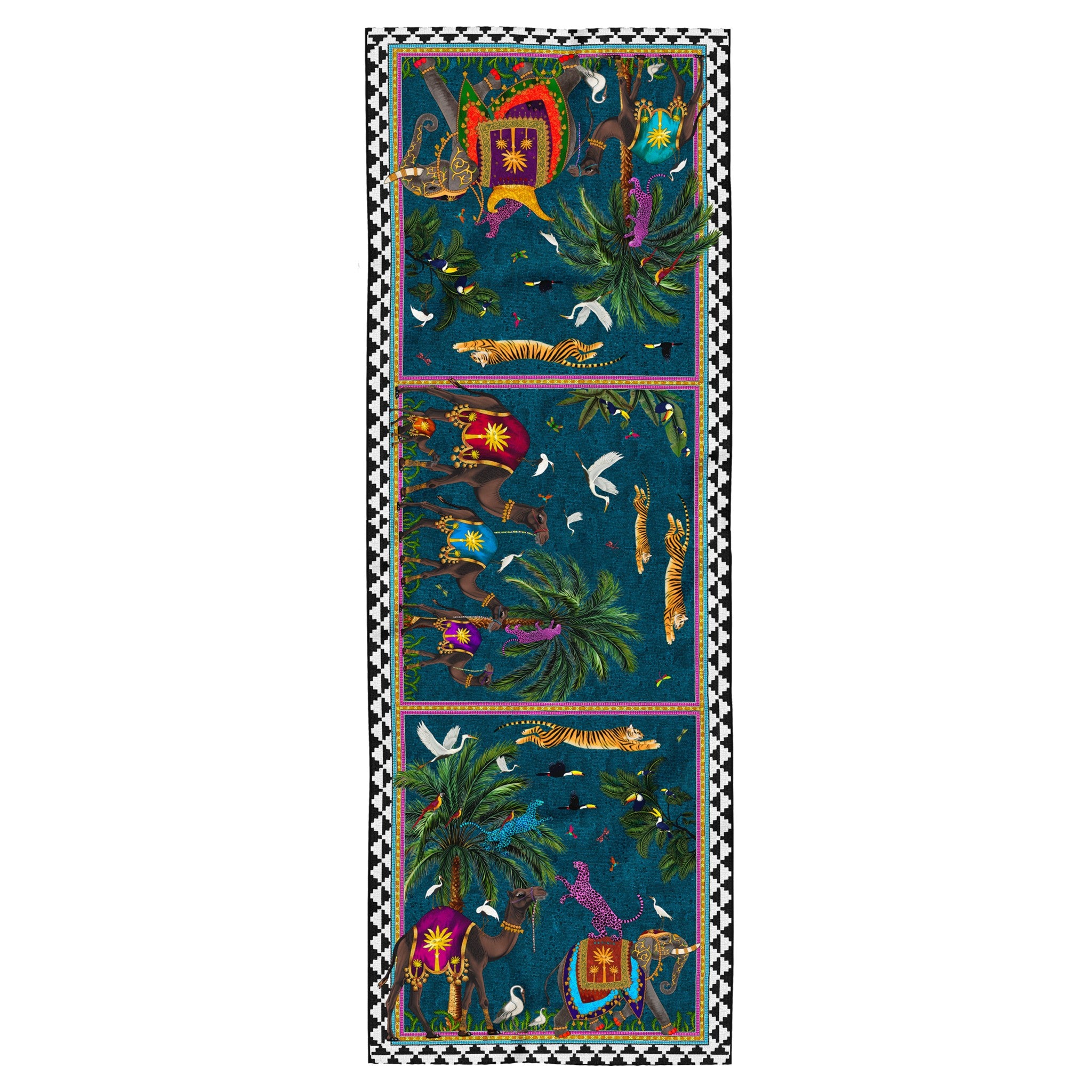 Seidenschal Flying Tiger Petrolio 200x70cm als Luxusaccessoire