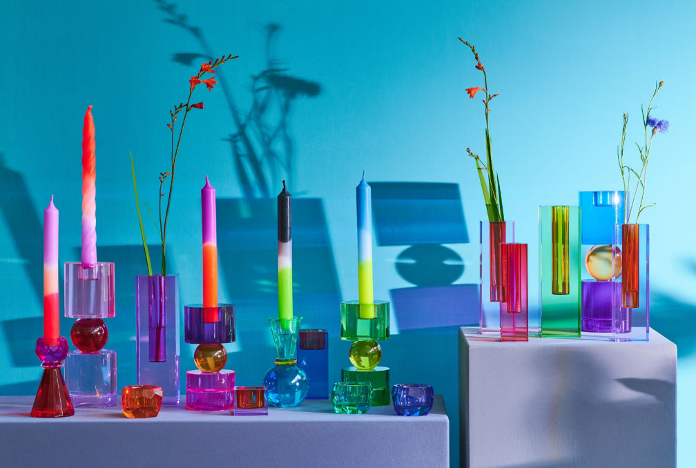 Kristallkerzenhalter in vielen verschiedenen Farben