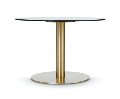 Runder Beistelltisch mit spiegelnder Glasplatte - von Tom Dixon