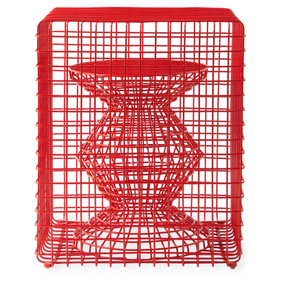 Pols Potten Wire Zig Zag Hocker in Korallenrot
