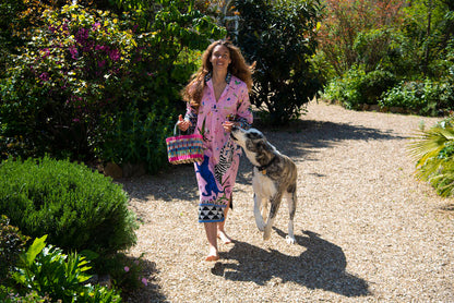 Kaftan JUNGLE Pink aus 100% Baumwolle der Marke Ortigia Sicilia