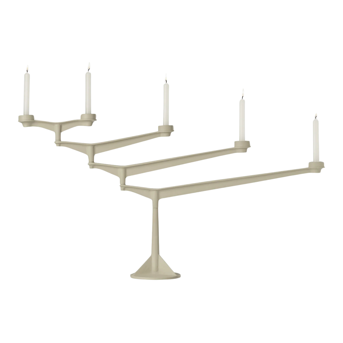 Großer Putty farbener Candelabra aus Gusseisen von Tom Dixon als skulpturaler Design Kerzenhalter mit beweglichen Armen