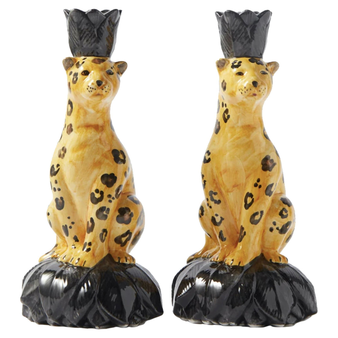 Juego de 2 candelabros de cerámica "Guepardo"