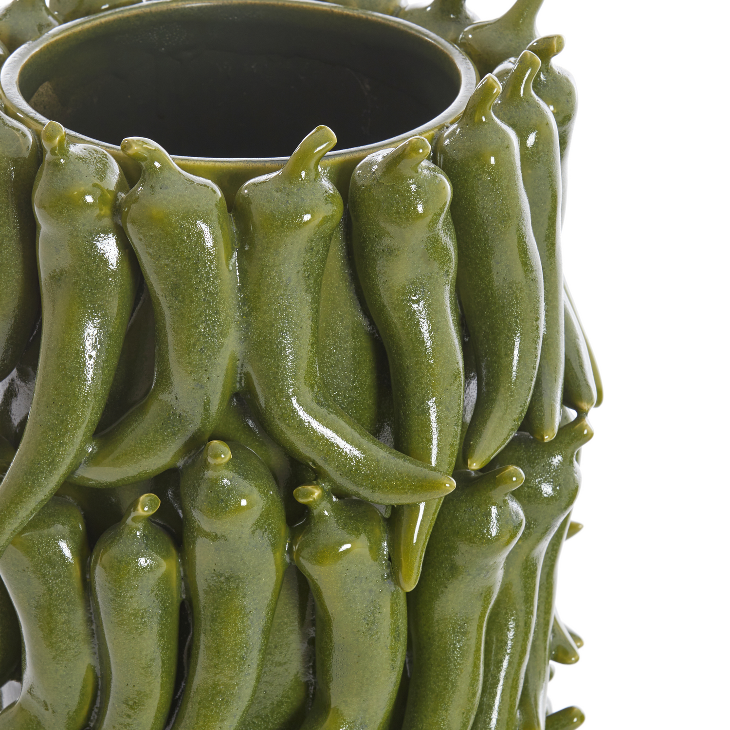 Detailansicht der PEPPER Vase von Light &amp; Living mit Pfefferschoten-Motiv.
