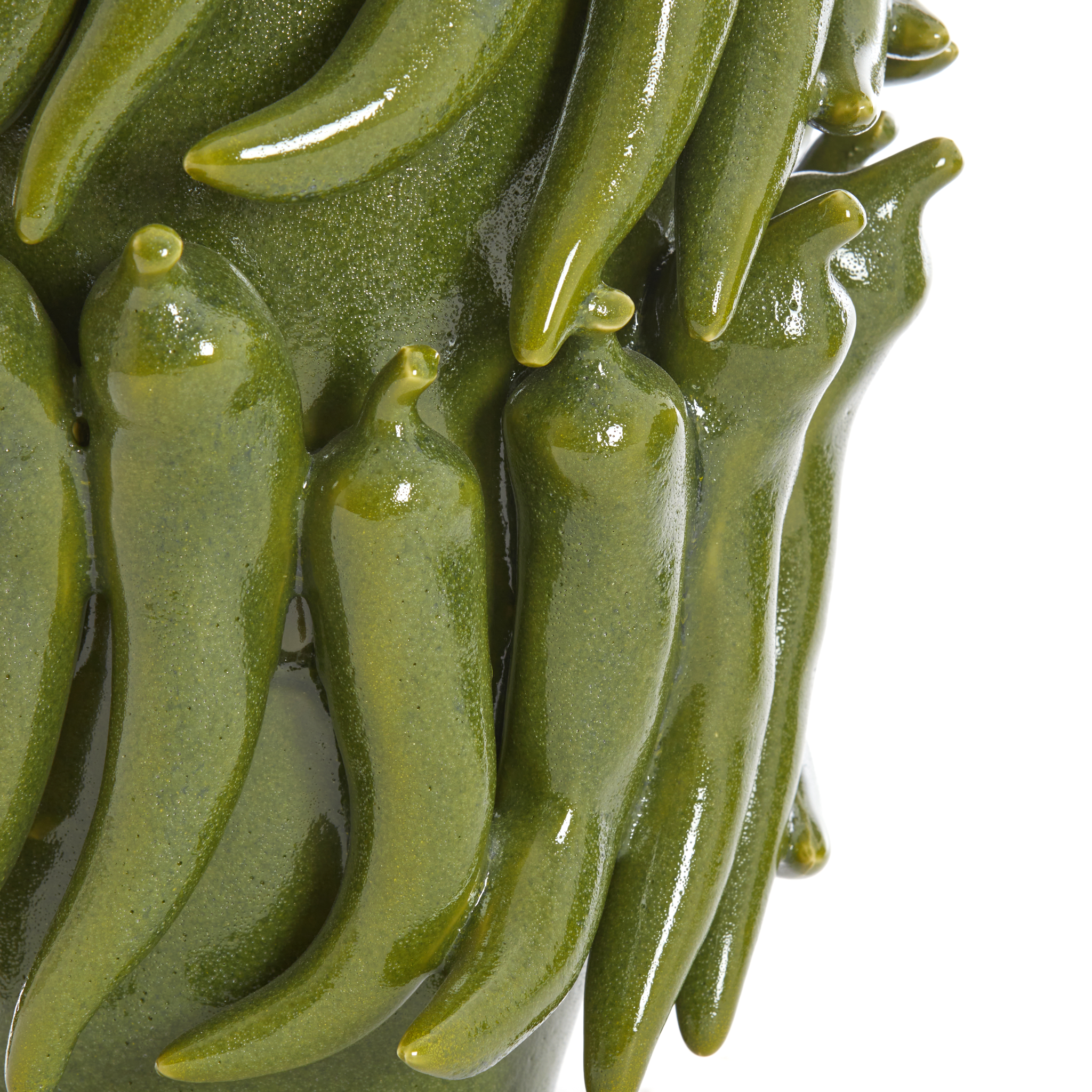 Vase PEPPER von Light &amp; Living, ein kunstvolles Dekor in Dunkelgrün.
