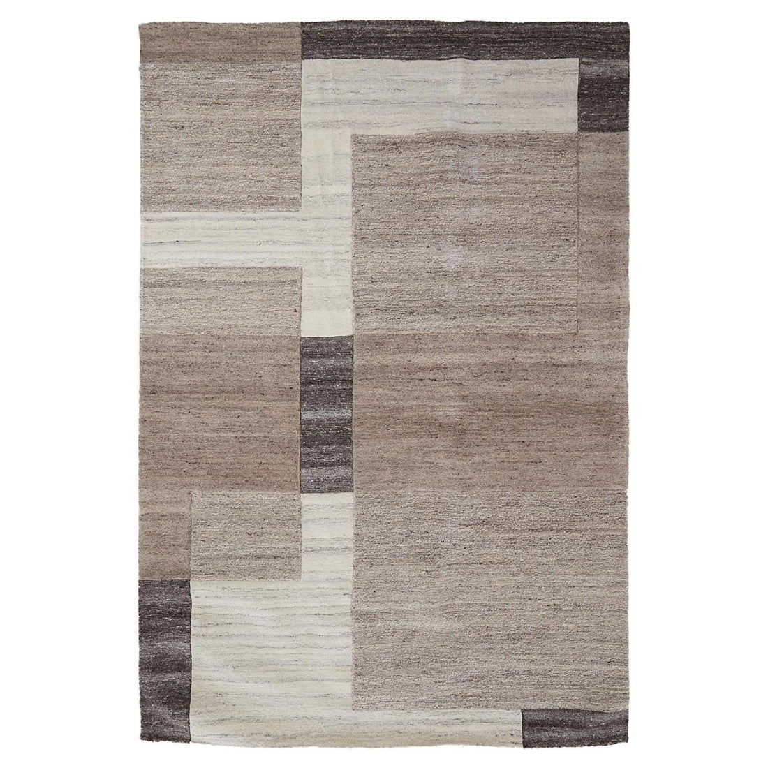 Wollteppich in Beige und Dunkelbraun im modernen Design