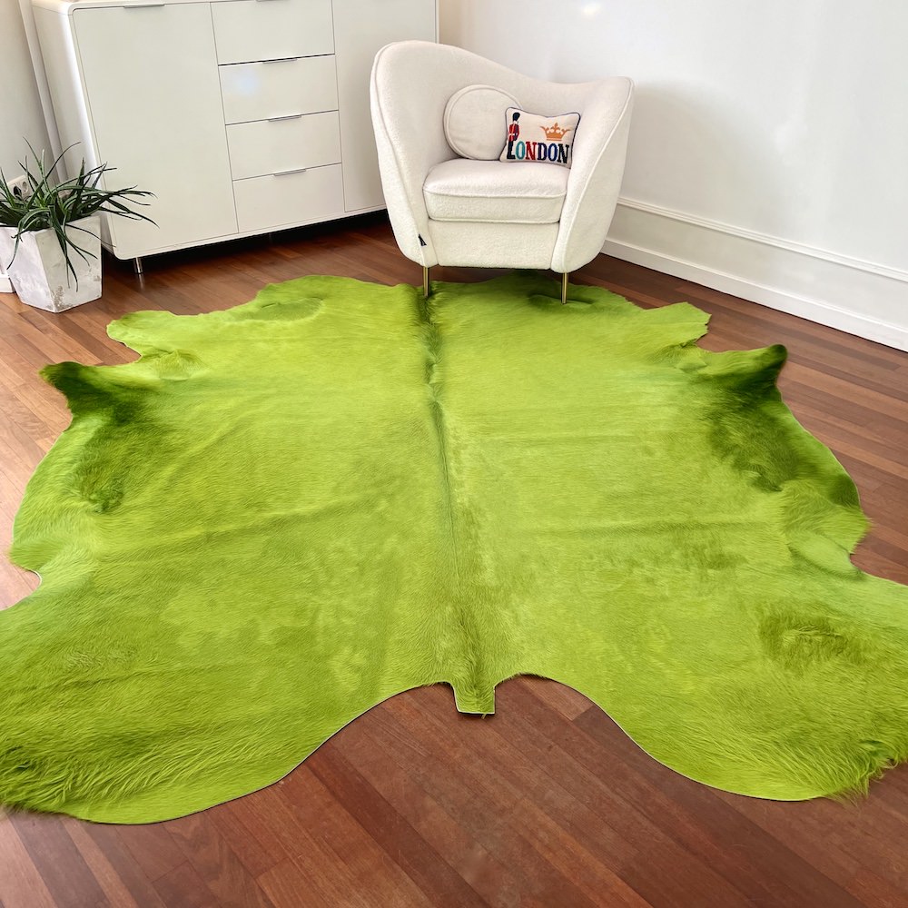 Kuhfell Teppich Apfelgrün