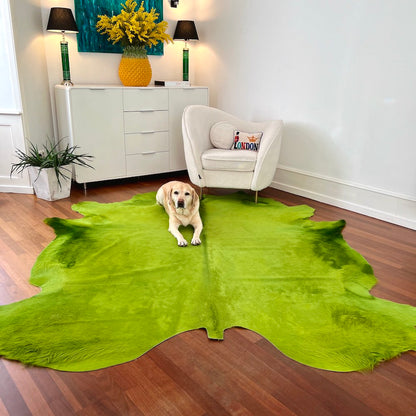 Kuhfell Teppich Apfelgrün