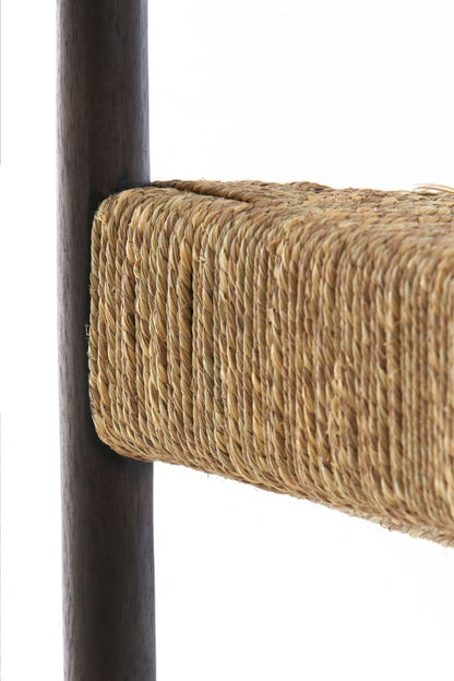 Armlehnstuhl DELMAR braun und Seegras-Geflecht 60,5x57x76,5 cm
