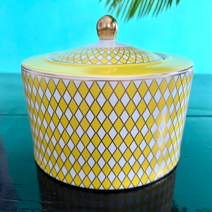 Keramikdose CHESS JAR LOW gelb