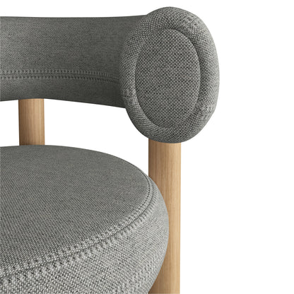 Taburete de bar Fat 75 cm – Madera natural y Kvadrat Hallingdal gris claro
