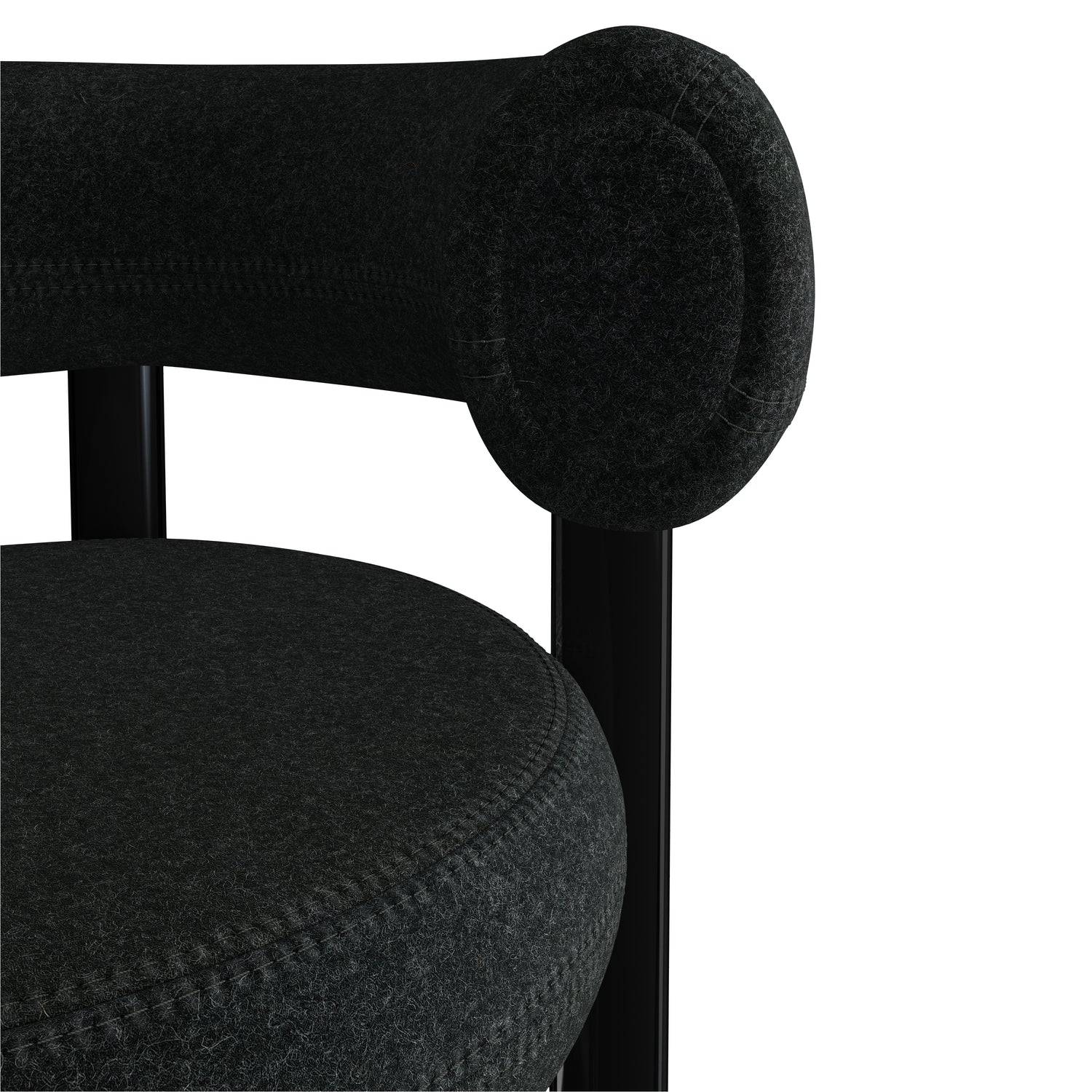 Fat Bar Stool 75 cm – Barhocker mit schwarzem Stahlgestell &amp; Kvadrat Divina Melange Dark Grey von Tom Dixon