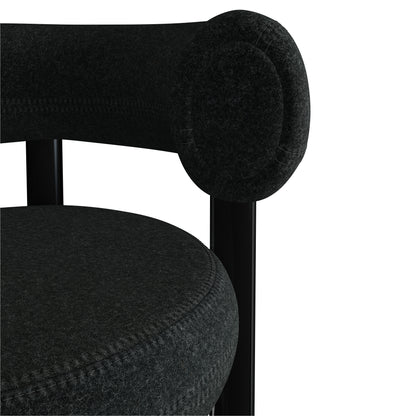 Fat Bar Stool 75 cm – Barhocker mit schwarzem Stahlgestell &amp; Kvadrat Divina Melange Dark Grey von Tom Dixon
