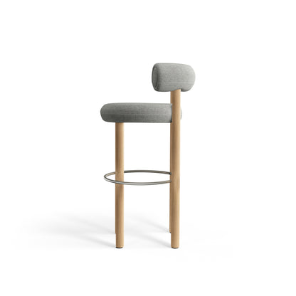 Taburete de bar Fat 75 cm – Madera natural y Kvadrat Hallingdal gris claro
