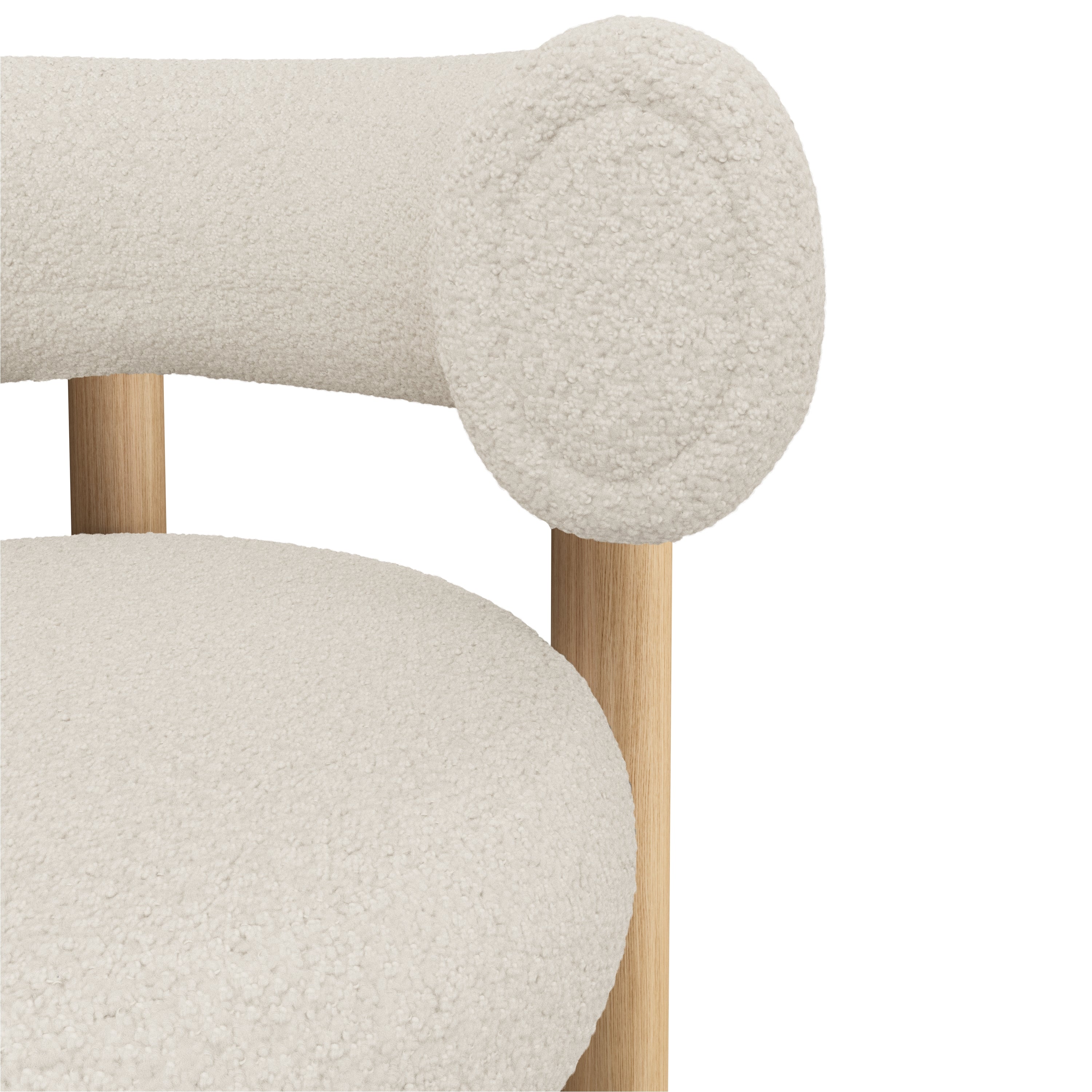 weisser Boucle Stoff und Holzfüsse - Barhocker Fat von Tom Dixon