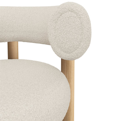 weisser Boucle Stoff und Holzfüsse - Barhocker Fat von Tom Dixon