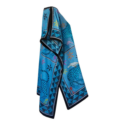 Strandkleid, hellblau cyan / bunt
