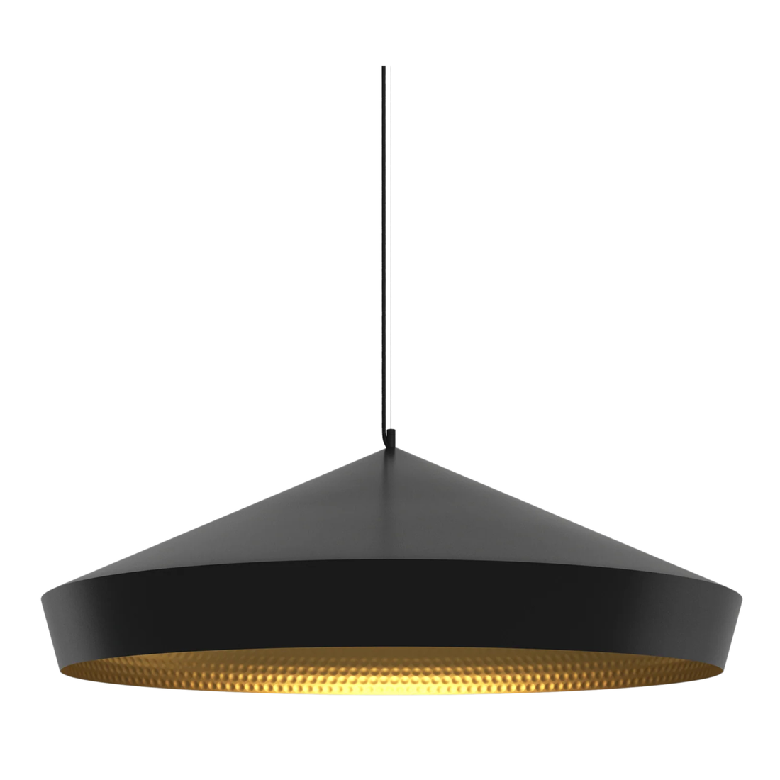 Skulpturale Beat Pendelleuchte von Tom Dixon mit LED Ring in schwarzem Metall, modern hängend in zeitgenössischem Interior