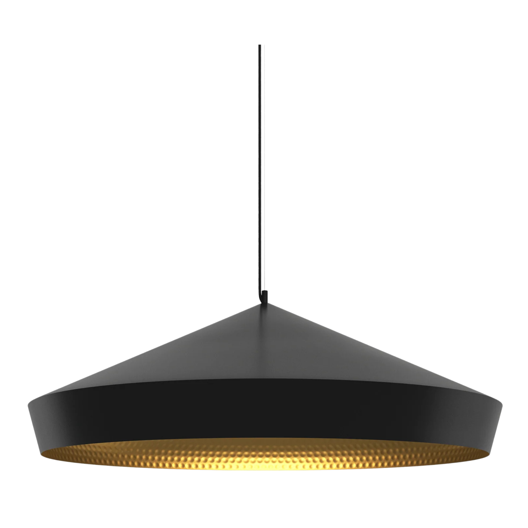 Skulpturale Beat Pendelleuchte von Tom Dixon mit LED Ring in schwarzem Metall, modern hängend in zeitgenössischem Interior