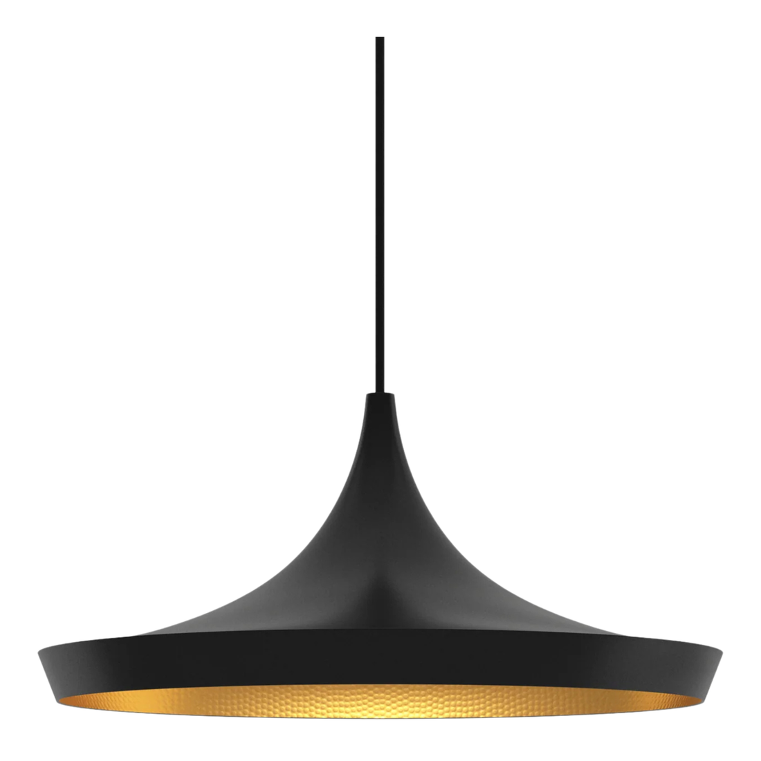 Beat Wide Pendant Light von Tom Dixon als breite Design Pendelleuchte mit organischer Form und warmem LED Licht im Innenraum