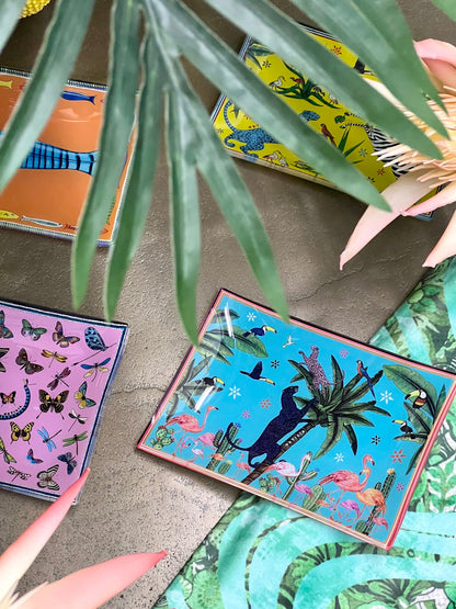 TIN JUNGLE Glass Plates Set of 4