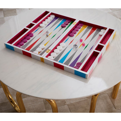 Hochwertiges Backgammon-Set in strahlenden Farben für moderne Wohnräume