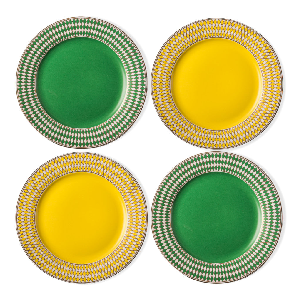 Dessertteller-Set CHESS 4teilig grün, gelb Ø19,3 cm