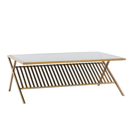 Couchtisch EZRA antik bronze Rauchglas 110x70x40cm