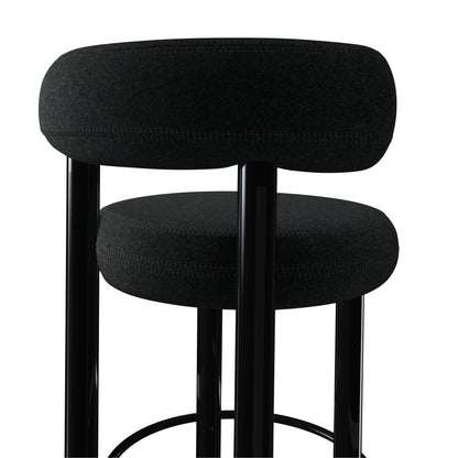 Fat Bar Stool 75 cm – Barhocker mit schwarzem Stahlgestell &amp; Kvadrat Divina Melange Dark Grey von Tom Dixon