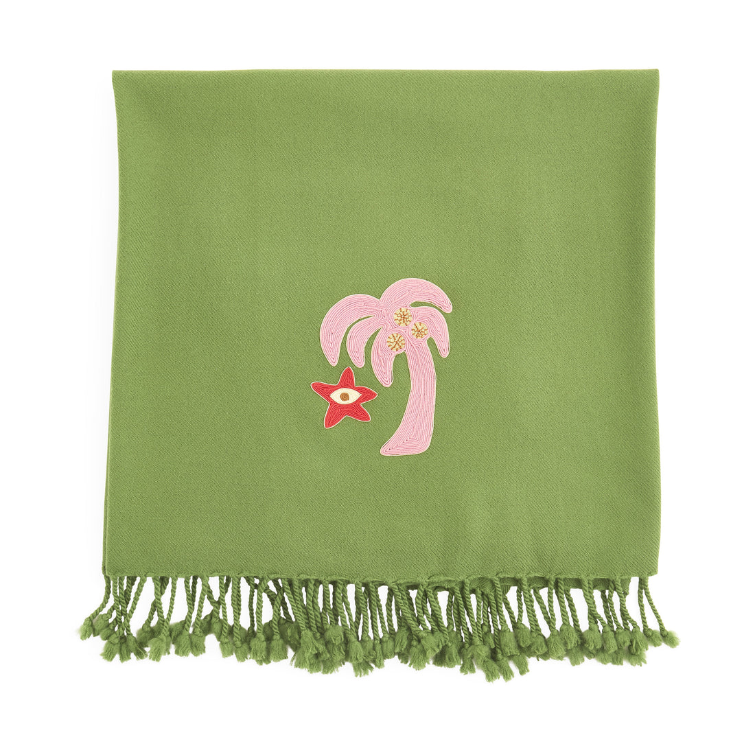 Playa Palm Tree Decke – bestickte Design-Wohndecke aus Kamelhaar &amp; Wolle