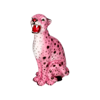 Rosa Leopard Dekofigur für modernes Wohnzimmer
