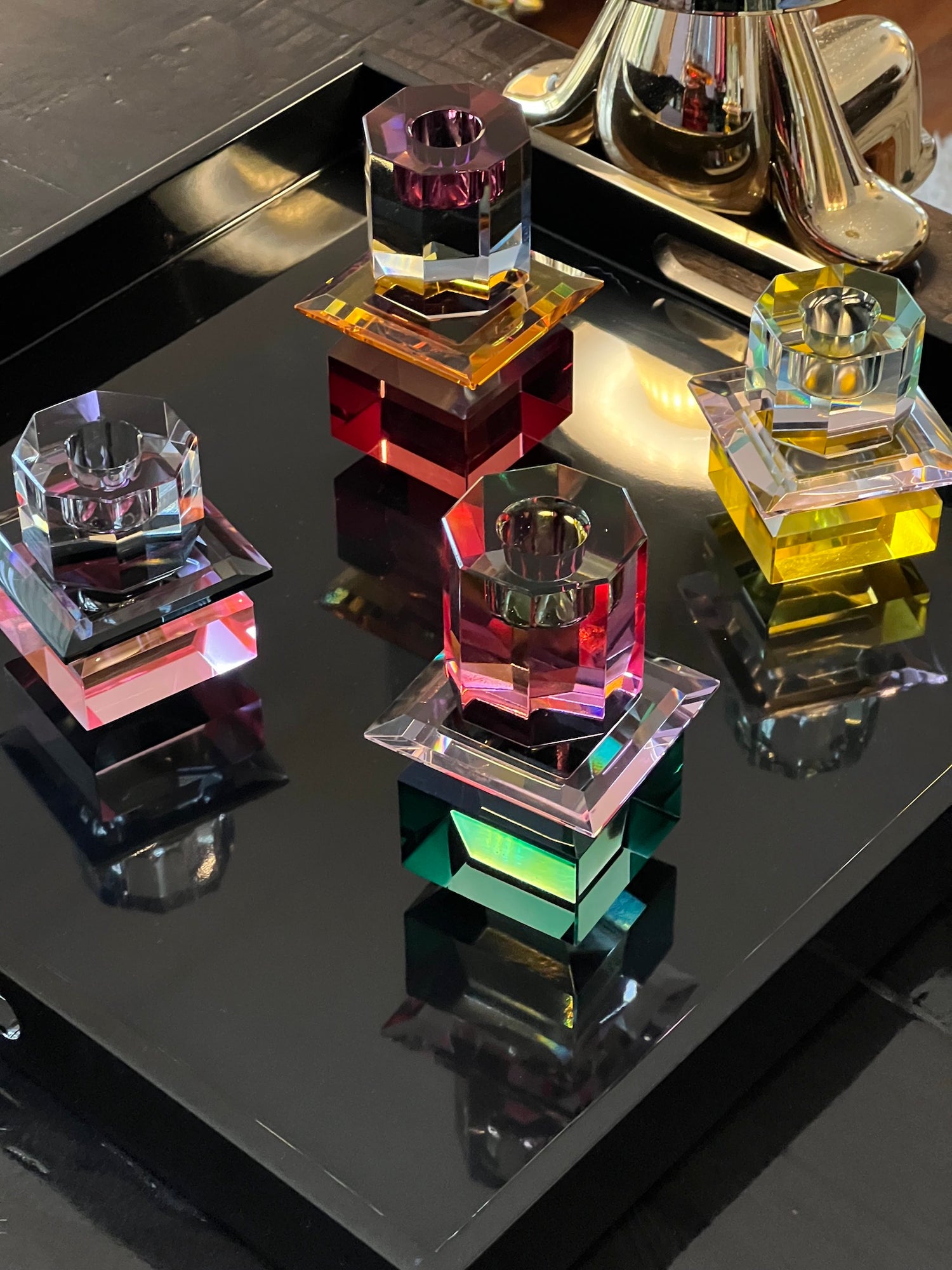 Soporte de cristal LUMINA en rosa/negro/transparente