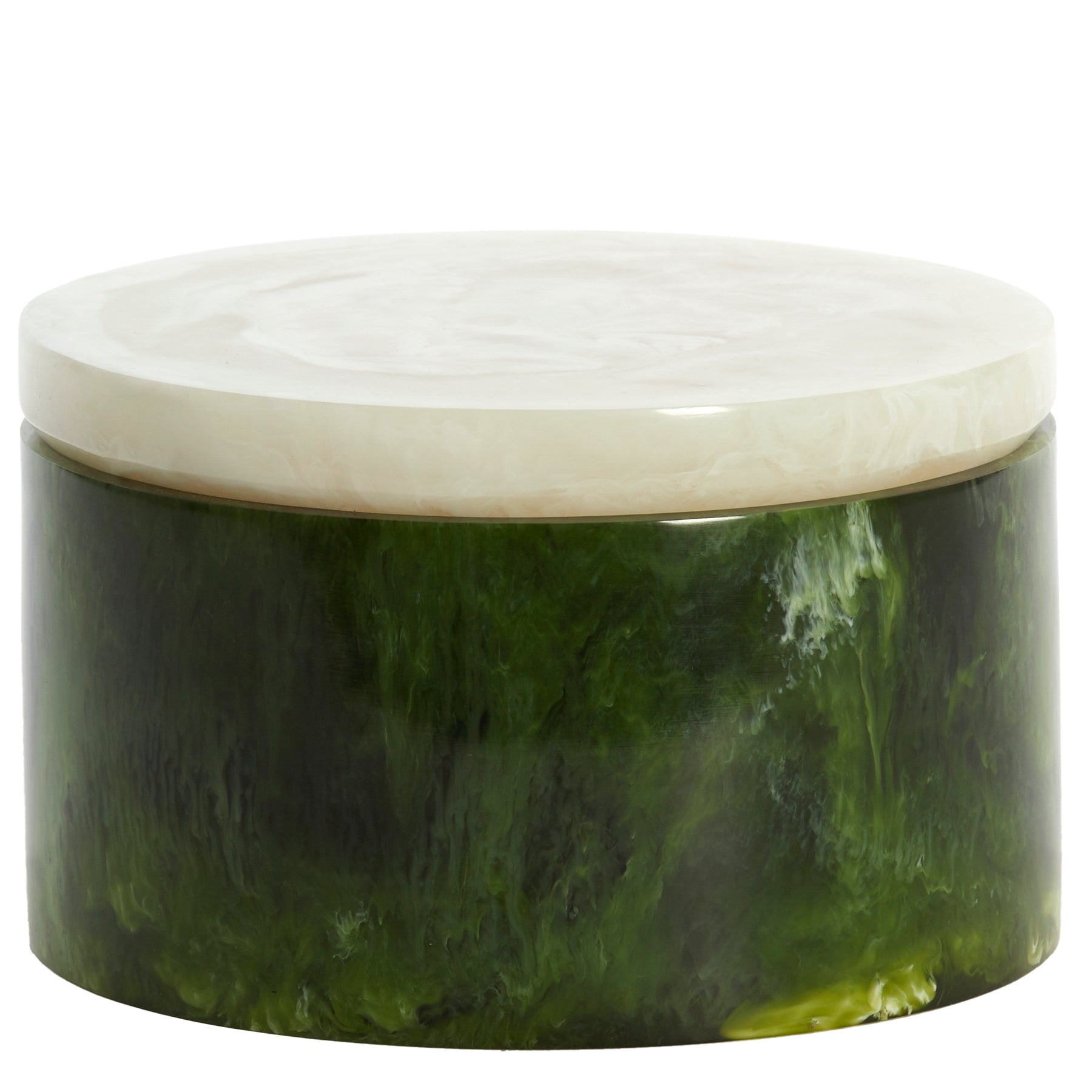 Deko Box mit Deckel KELIMUTU Ø19 × 11,5 cm – Grün &amp; Weiß