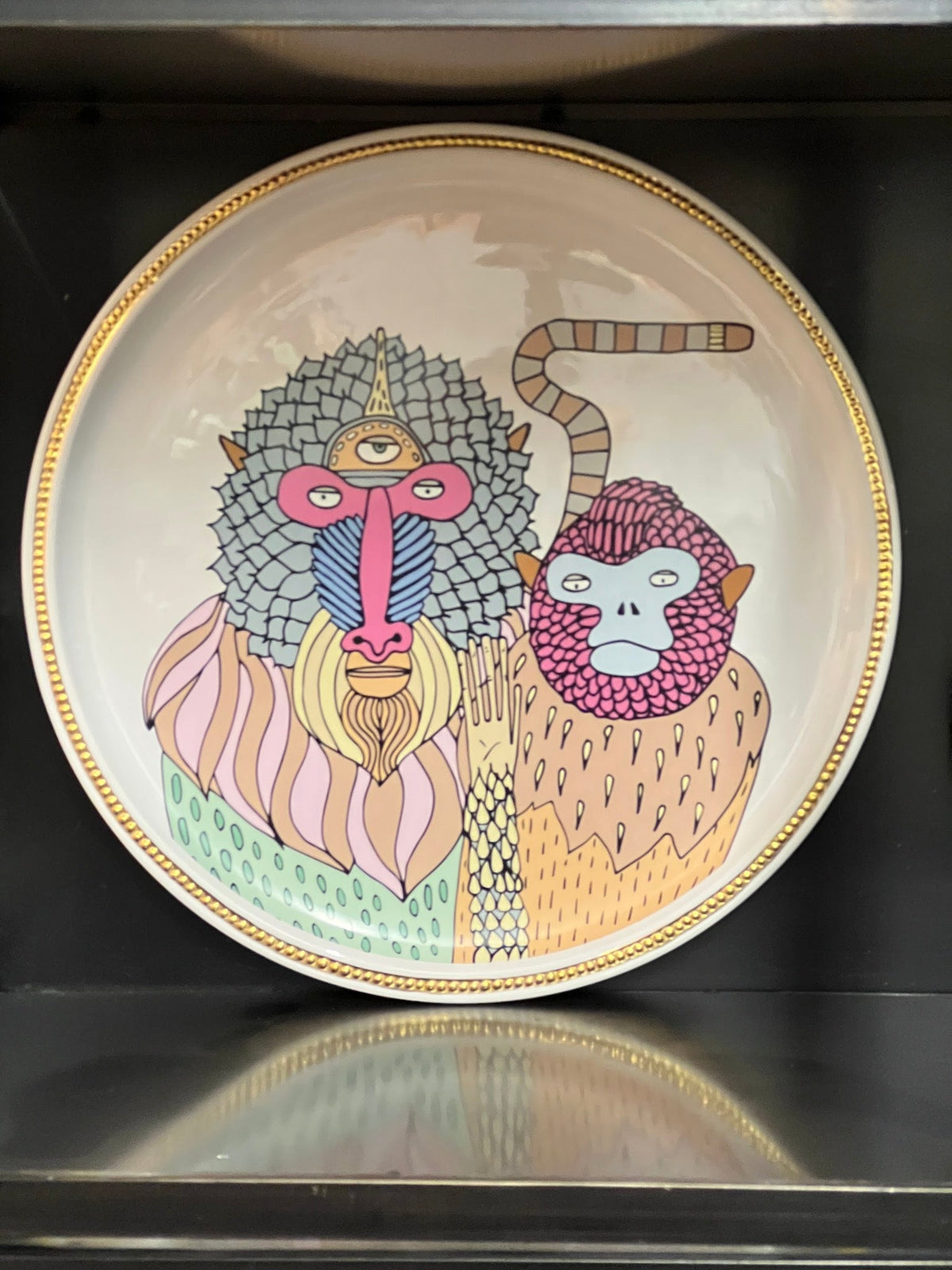 Plat décoratif PRIMATES de Bosa, céramique, G2, ø40 cm