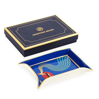 Aufbewahrungsschale mit erhöhtem Rand und Golddetails in Blau