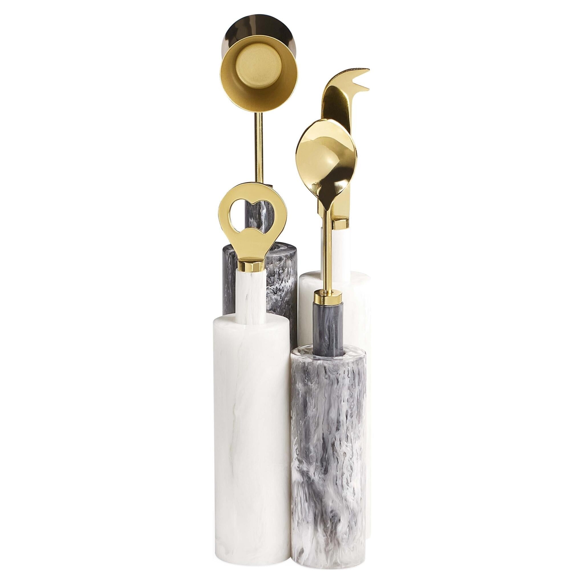 Designer-Bar-Set mit Messing-Tools und Acrylständern