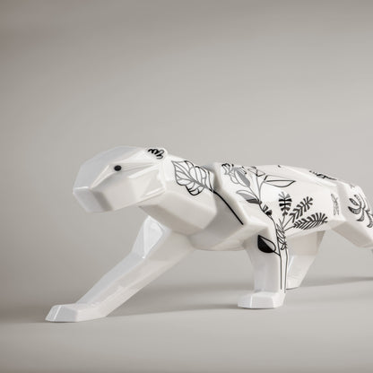 Dekorative Panther Skulptur aus Porzellan, Origami Kollektion
