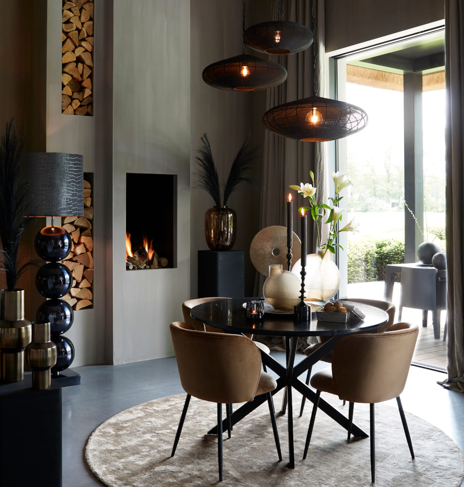 Esstisch TOMOCHI Marmor schwarz+schwarz Ø120x78 cm