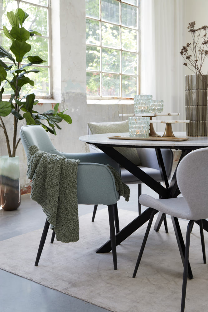 Esstisch TOMOCHI Marmor weiß schwarz Ø120x78 cm