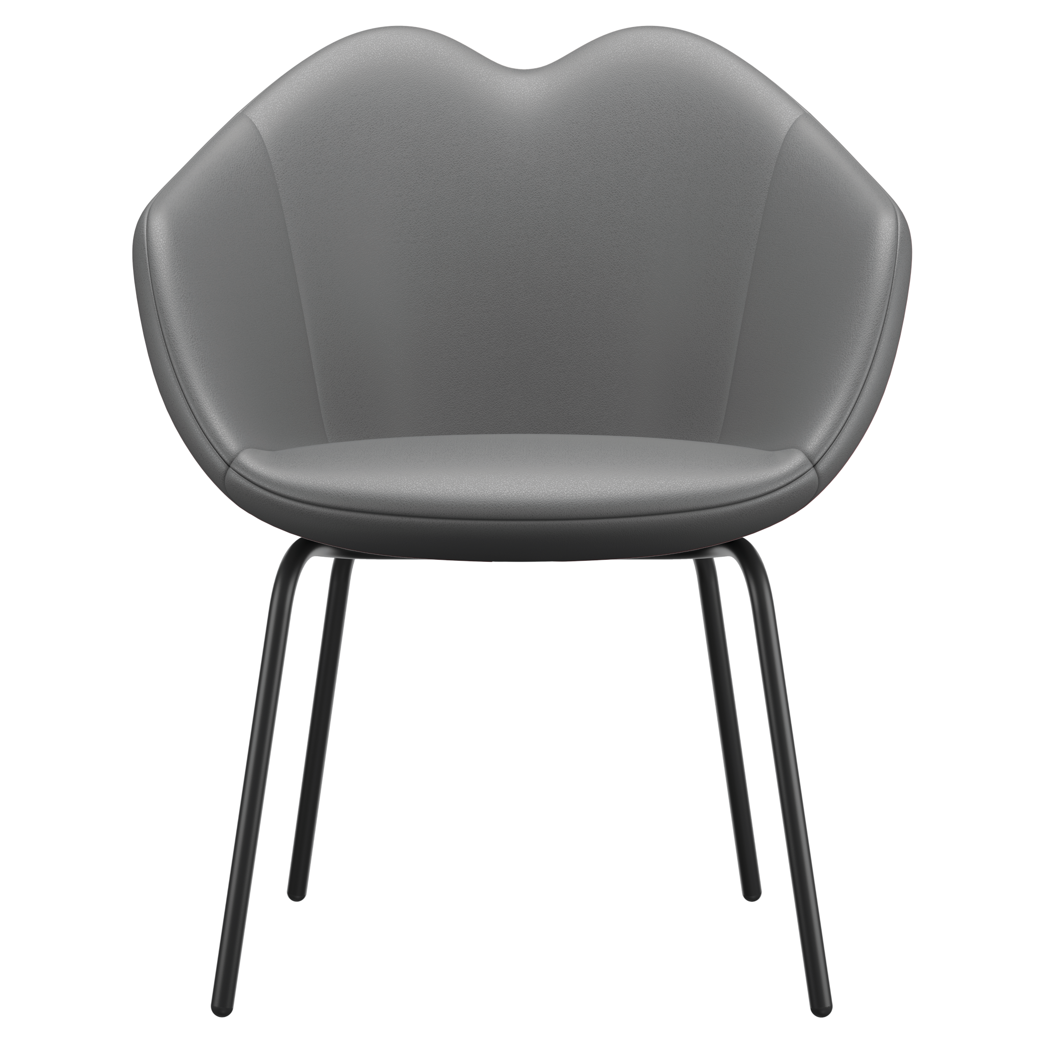 Silla de comedor XOXO cuero cuatro patas gris oscuro