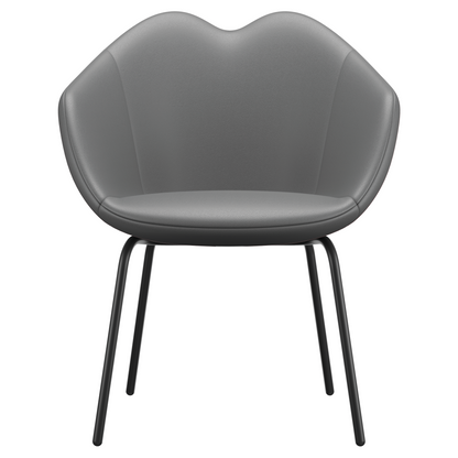 Silla de comedor XOXO cuero cuatro patas gris oscuro