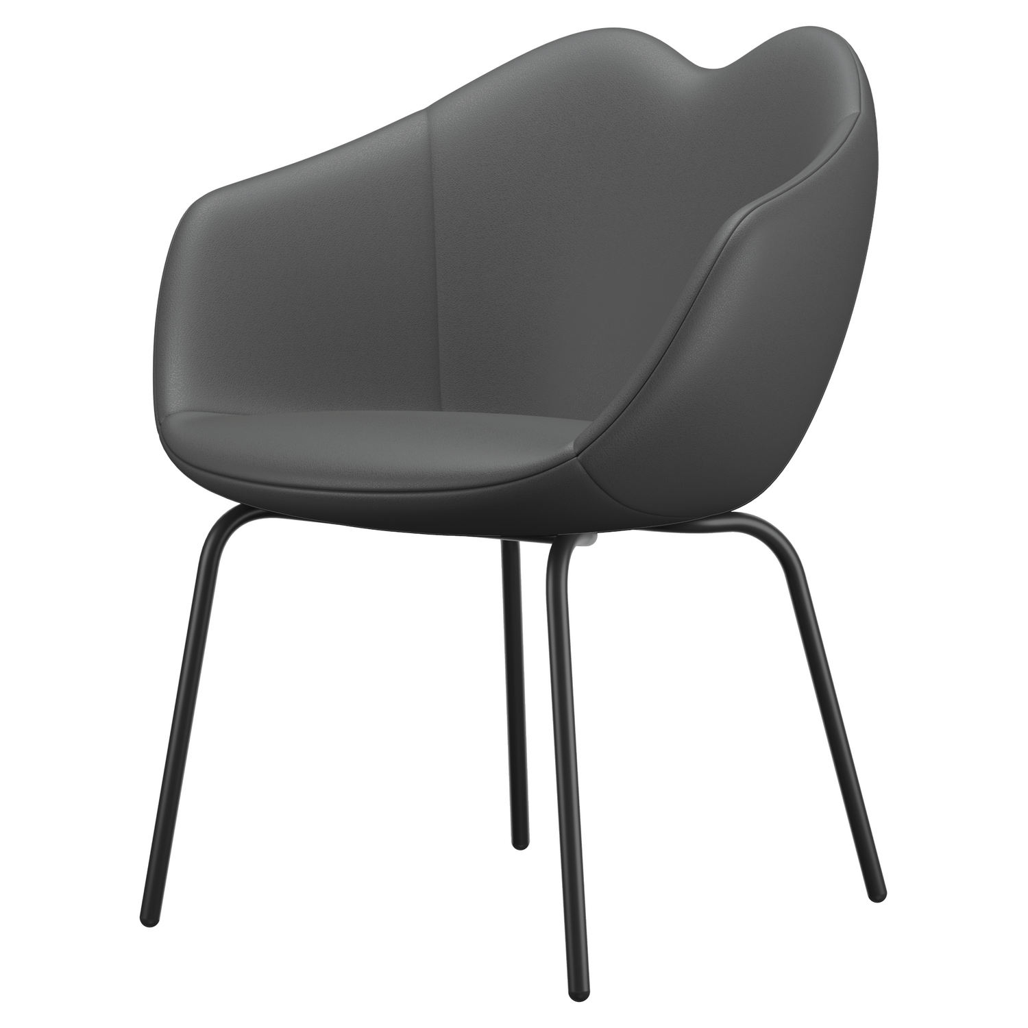 Silla de comedor XOXO cuero cuatro patas gris oscuro