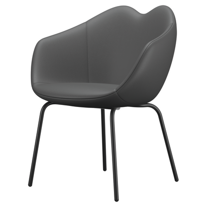 Silla de comedor XOXO cuero cuatro patas gris oscuro